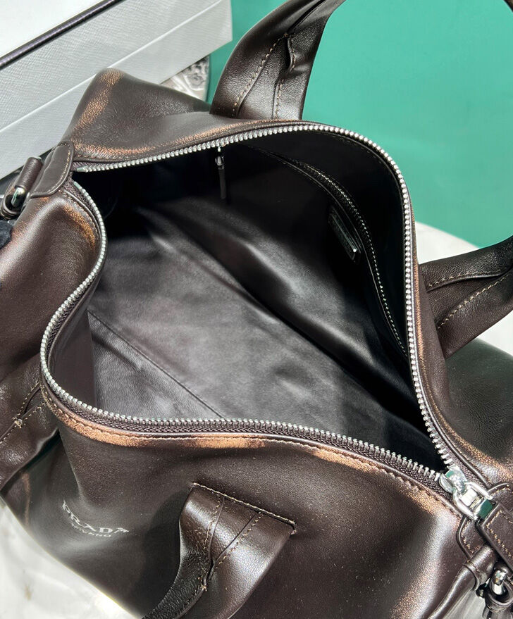 Prada Small Nappa Leather Duffle Bag 2VC046 Dark Coffee